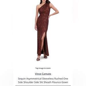 Vince Camuto Rust Sequin Trumpet Maxi Skirt